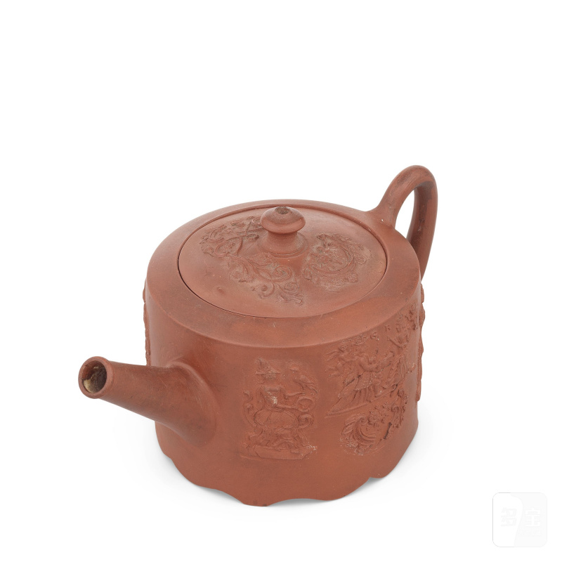 A rare Staffordshire Royal commemorative redware teapot and cover, circa 1761 - 图2